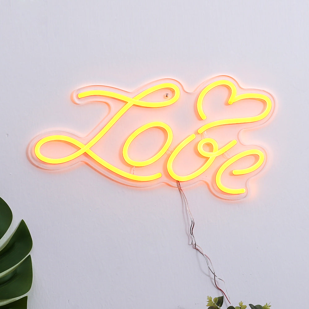 "Love" with heart neon sign, led neon sign board,flex neon letters