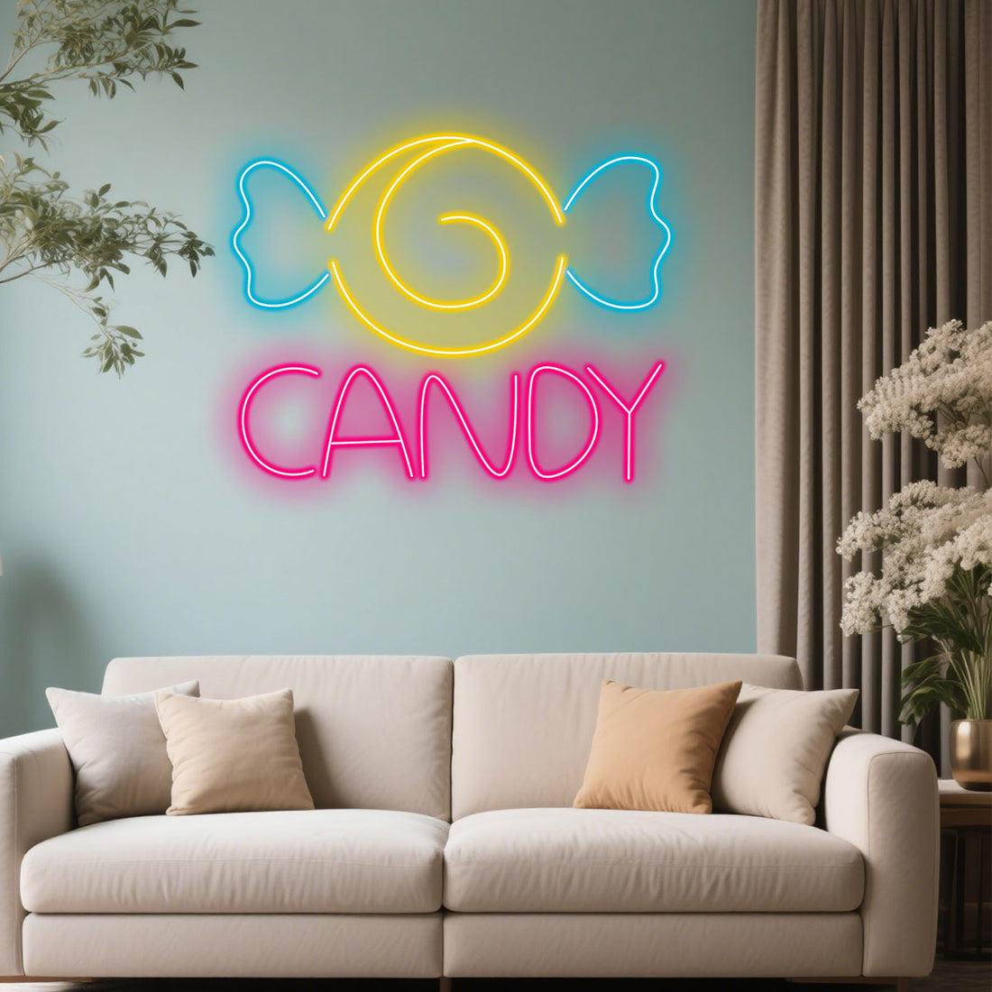 Candy Neon Sign for Wall Decor – LED Neon Light for Kids Room, Candy Shop, Party Backdrop – Cute Colorful Neon Wall Art for Girls Bedroom, Bakery, Sweet Bar