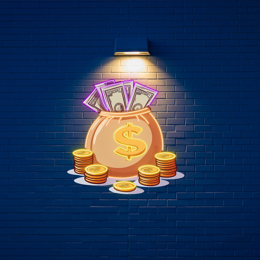 Neon Money Bag Sign,Symbol of Wealth & Success, Ideal for Retail Stores, Home Decor & New Year Celebrations,inspired Parties