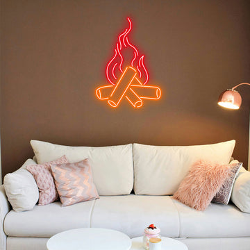 Warm Campfire Neon Sign, Perfect for Outdoor - themed Rooms, Cabins or Spaces Evoking a Cozy Atmosphere, Thoughtful Gift for Camping Enthusiasts and Nature Lovers