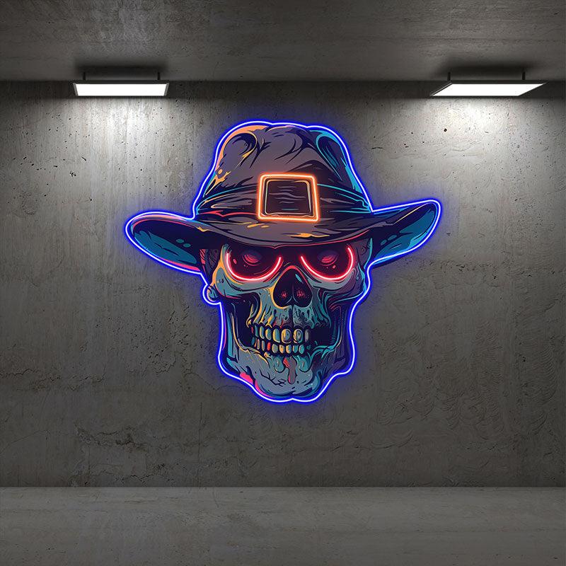Stylish Skull with Hat LED Neon signs Light | Edgy Home Decor for Hall