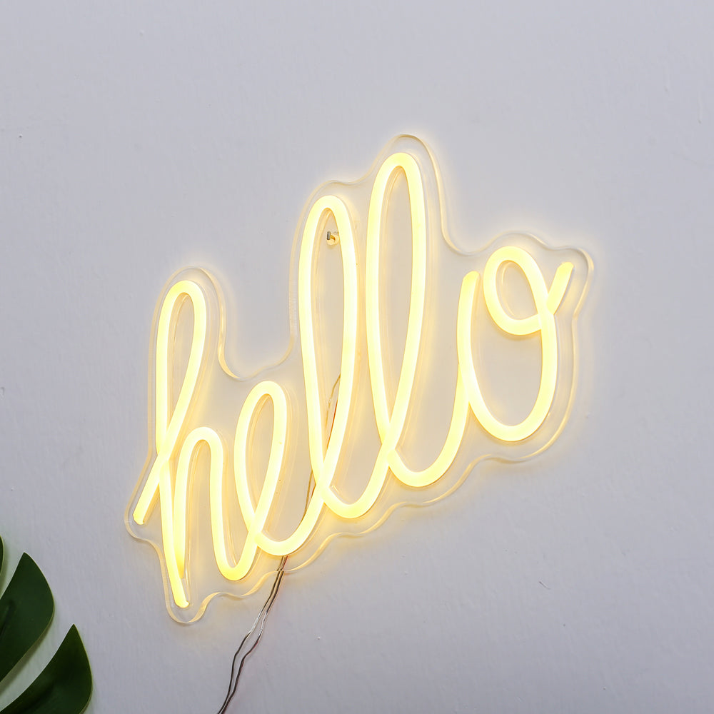 "HELLO" neon sign, led neon sign board,flex neon sign,wall hanging neon sign