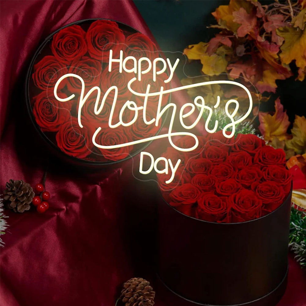 Happy Mother's Day Custom Neon Sign - Personalized LED Light Gift for Mom, Wall Decor for Mother's Day Celebration