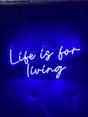 Life Is For Living Neon Sign – LED Wall Light for Bedroom, Living Room, Office, Inspirational Quote Decor, Aesthetic Mood Lighting, Custom Color Neon Light for Positive Vibes