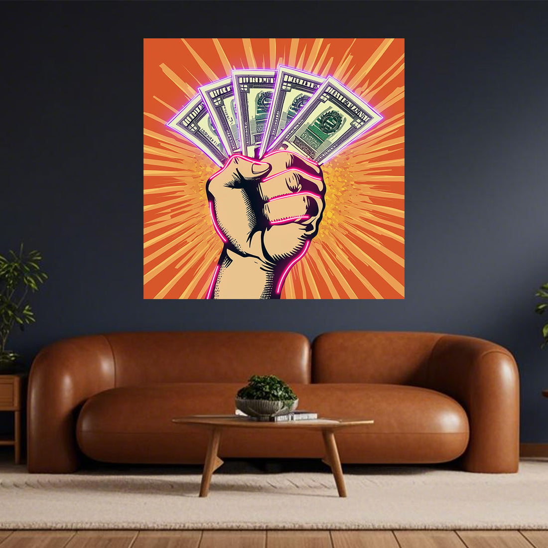 Rich Money Hand Neon Light, Custom LED Neon Sign,Aesthetic LED Sign, Luxury Cash Glow Wall Decor for Room, Bar, Office