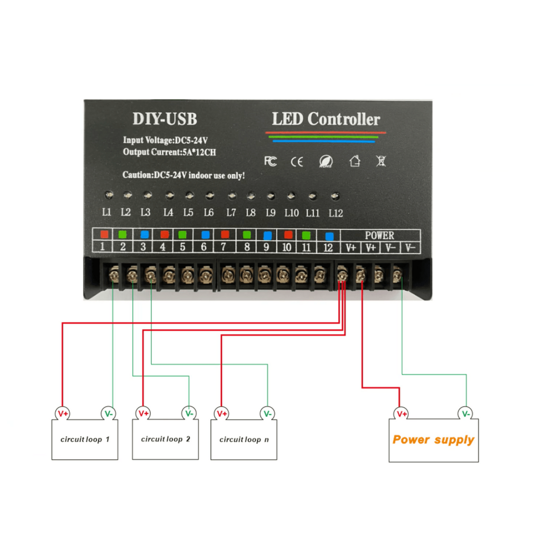 Flash Controller DC 5-24V Led 12 Channels Flashing Time Controllable