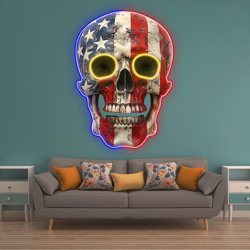 American Flag Skull LED Neon signs Light | Unique Decor Perfect for Halloween and Parties