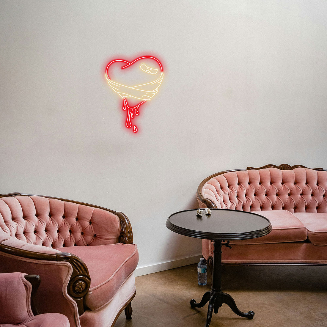 Heart with Bandage Neon Sign, Romantic Healing Love Theme Decor, LED Light, Art Bedroom Gift, Symbolic Cute Accent, Room Ornament
