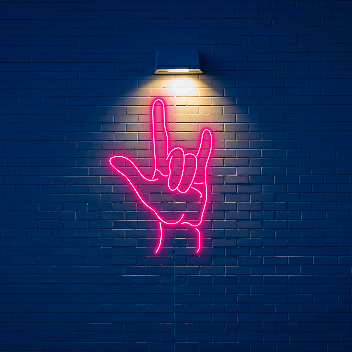 Custom Pink Neon Hand Gesture Sign,Rock On Symbol LED Neon Light, Unique Gift for Rock music lovers,Great for home decoration and music bar settings