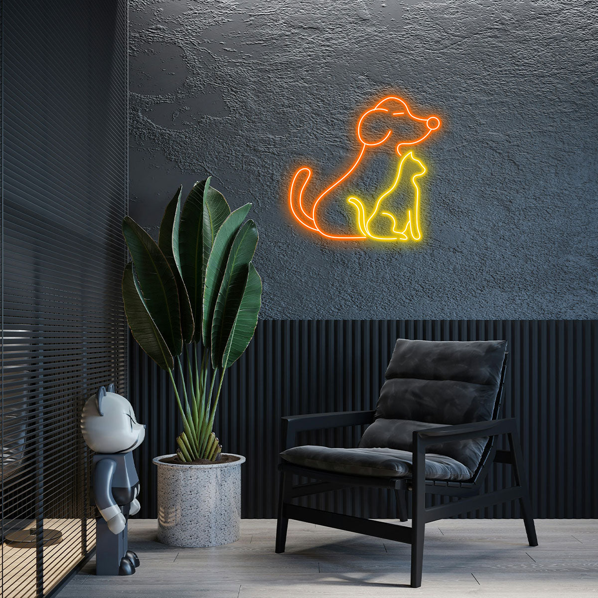Dog Cat Neon Light Pet Lover Room Wall Decor LED Lamp Cute Animal Theme Bedroom Nursery Home Accent Night Light Ornament