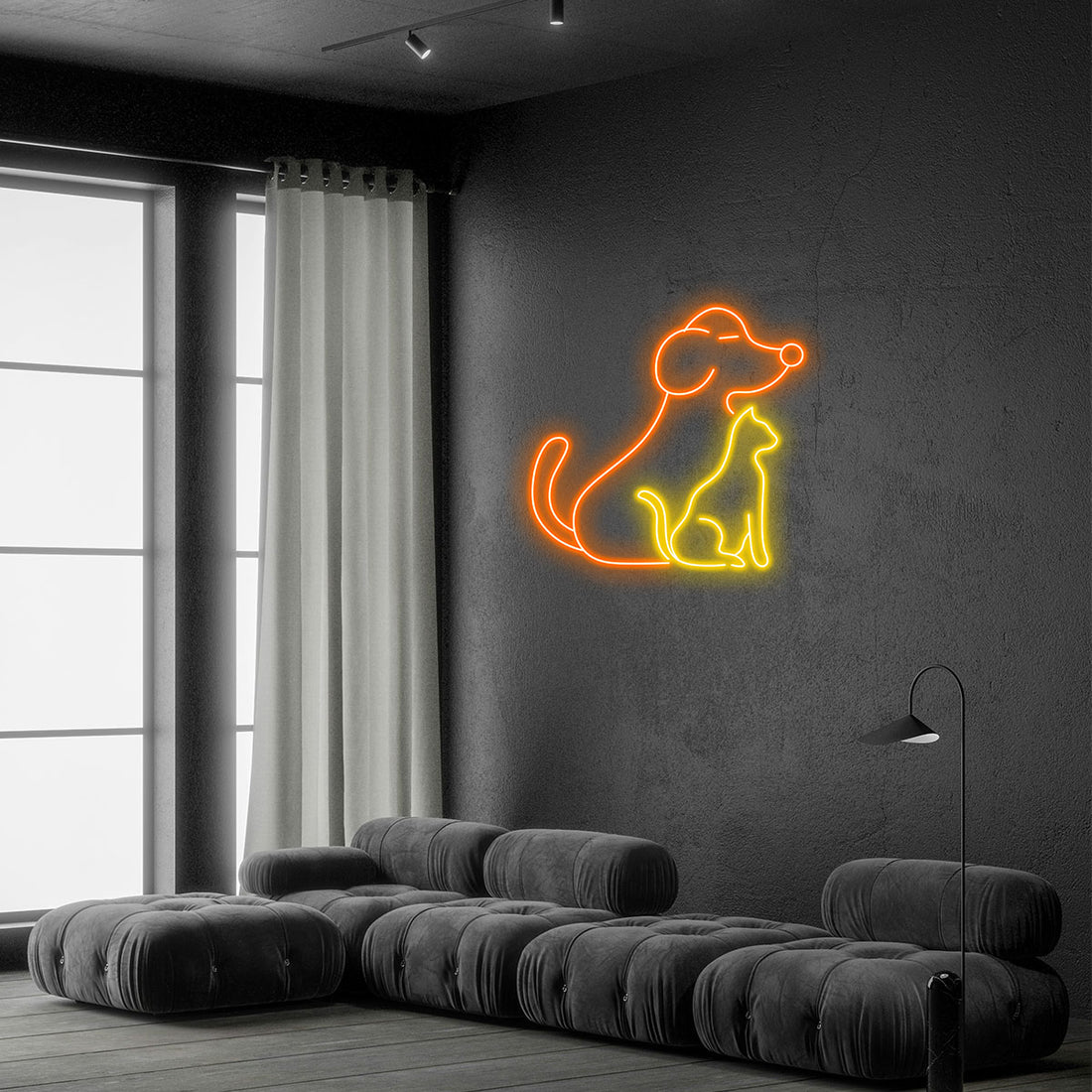 Dog Cat Neon Light Pet Lover Room Wall Decor LED Lamp Cute Animal Theme Bedroom Nursery Home Accent Night Light Ornament