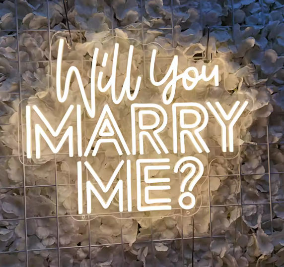 Will You Marry Me Neon Sign LED Light 70cm Wedding Mariage Decor with 12V Power Adapter Neon Signs Party Room Wall Decoration