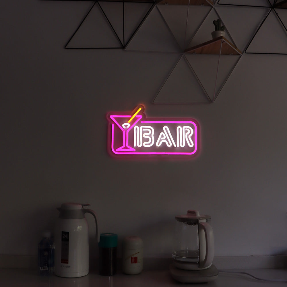 "BRA"and "cocktail glass" led neon sign, led neon board for BAR