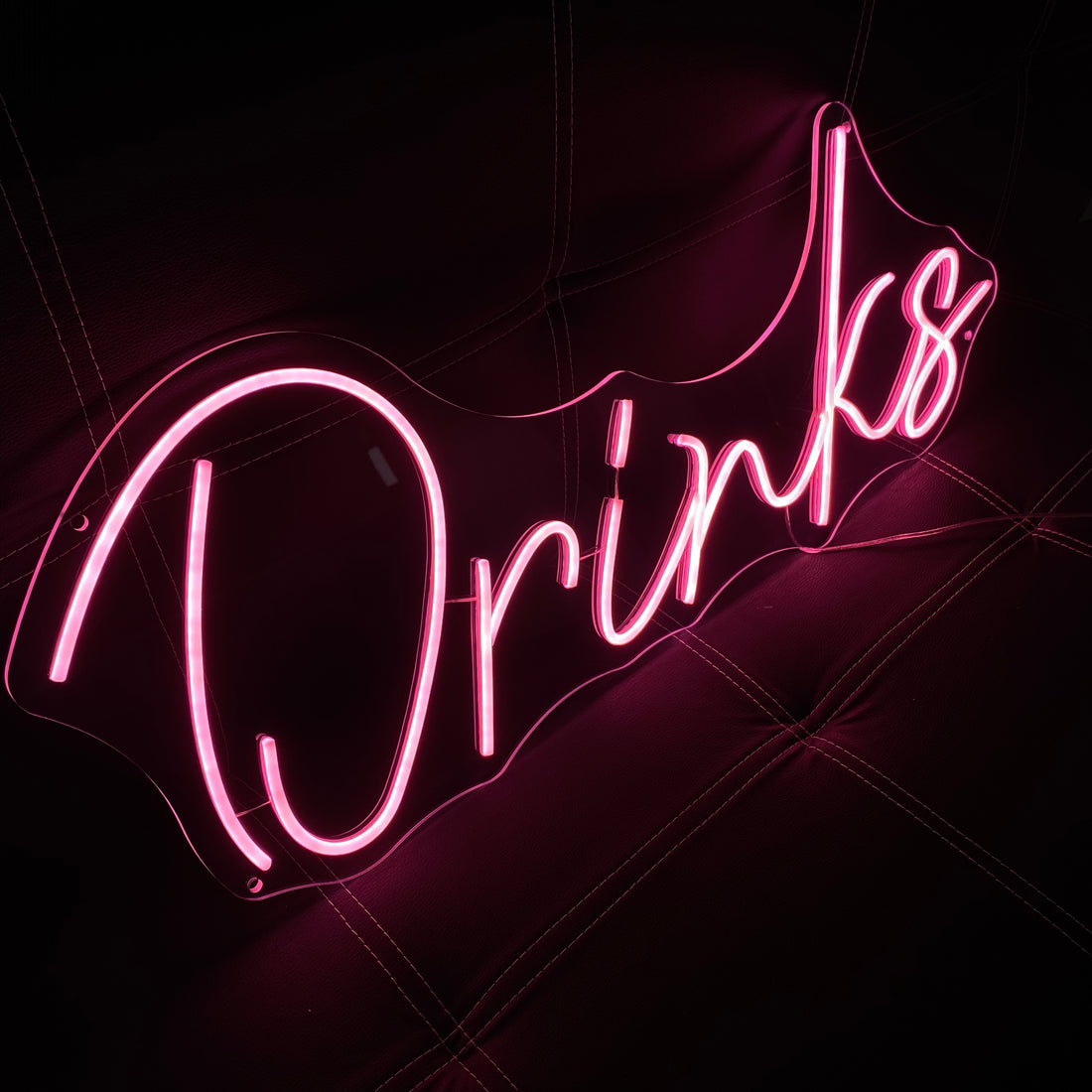 Drinks Neon Sign Pink LED Light for Wall Decor – Custom Bar Sign for Home Party Wedding Pub Cafe Store Aesthetic Room Decoration