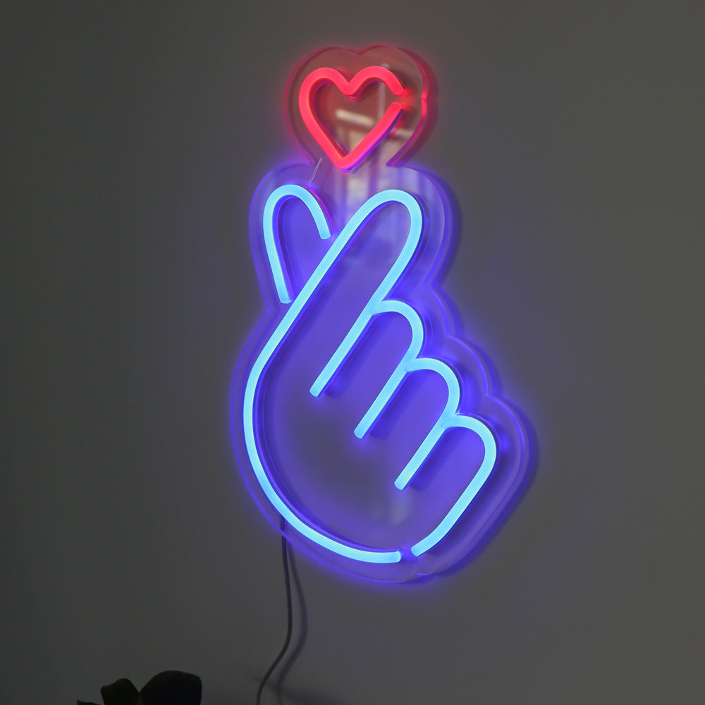 "finger heart" flexible neon sign, led neon board signage