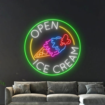 Ice Cream Open Neon Sign Ice Cream Cone Neon Sign Ice Cream Shop Neon Sign Food Coffee Shop Decor Wall Art