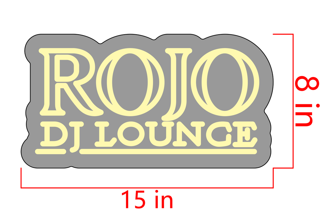 Nettuno logo (1) – 28" x 12" color Lemon yellow  Red logo (1) – 15" x 8" color warm white   Red logo (2) – 18" x 8" color lemon yellow