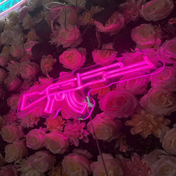 Pink Machine Gun Neon Sign - Bold LED Wall Light for Bedroom, Game Room, Club or Streetwear-Inspired Decor