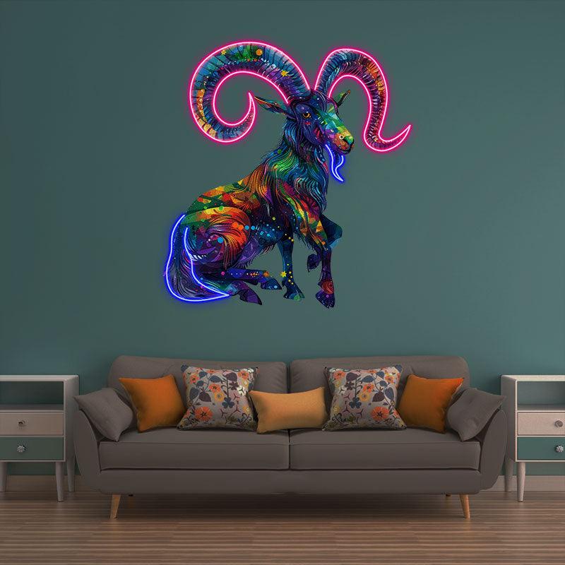 Capricorn Neon signs Light - Stylish LED Zodiac Sign Decor for Home, Perfect Gift for Capricorn Lovers, Ambitious Wall Art