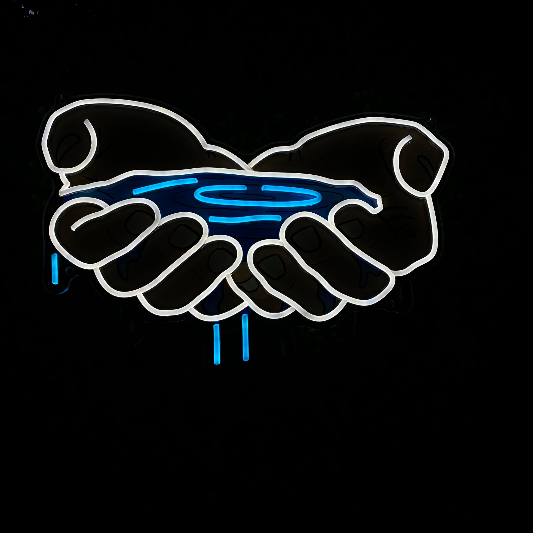 Custom Hand-Shaped LED Neon Sign for Home Decor – Water-Themed Wall Art Decoration