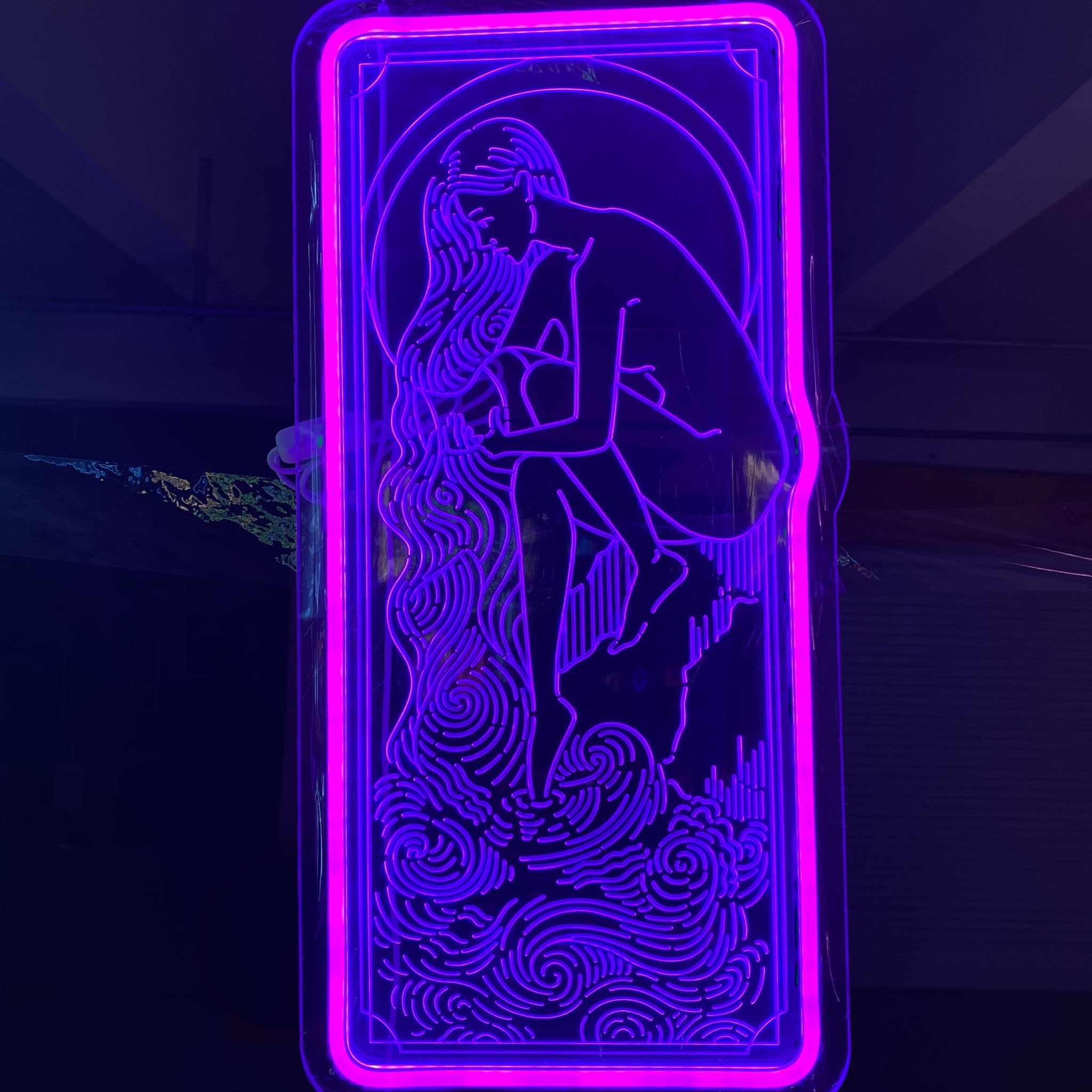 Purple Aquarius Girl Neon Sign – Zodiac LED Light, Astrology Wall Art, Aesthetic Room Decor, Unique Gift for Aquarius Lovers