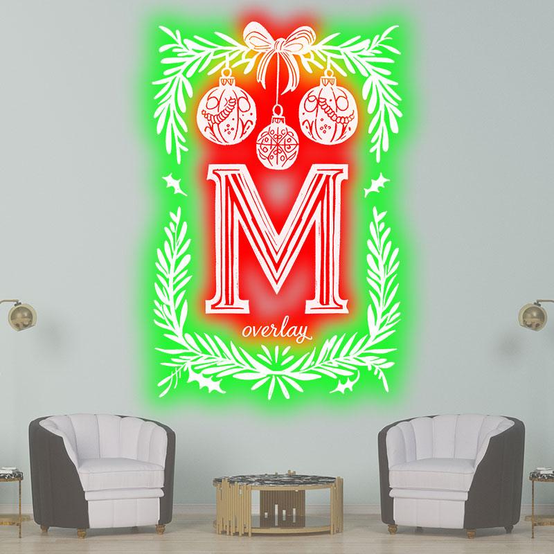 Merry Christmas Poker Shape Chart neon signs - Big M letter, hanging red lanterns, light up the holiday spirit!