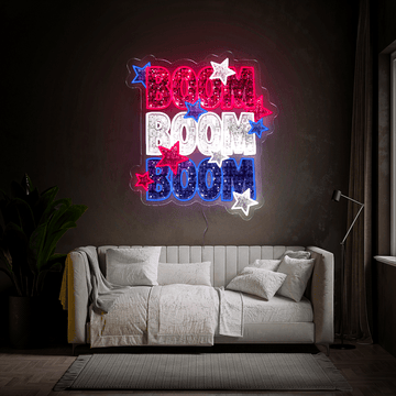 Boom Boom Boom 4th Of July Artwork Neon Sign