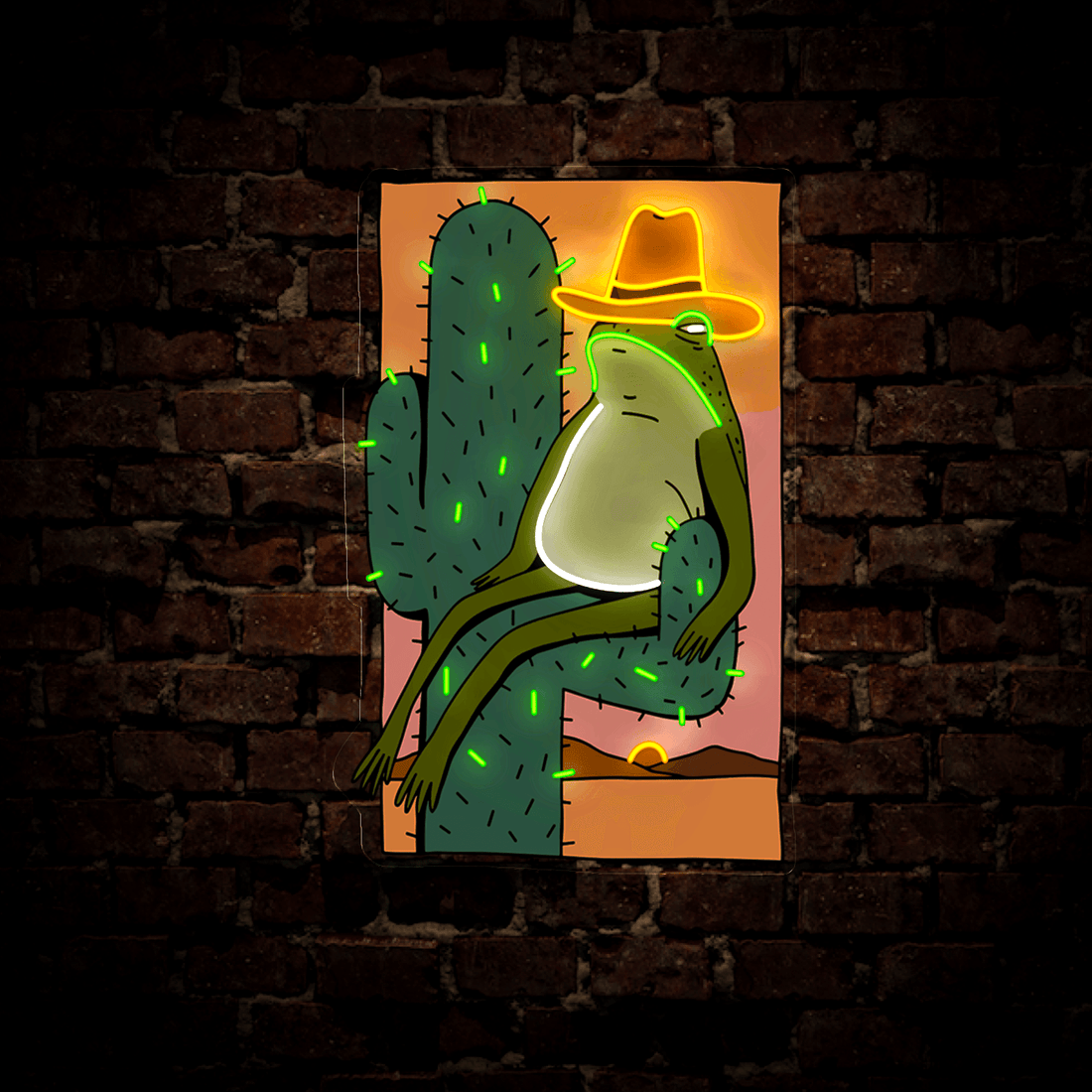 Cowboy Frog Artwork Neon Sign
