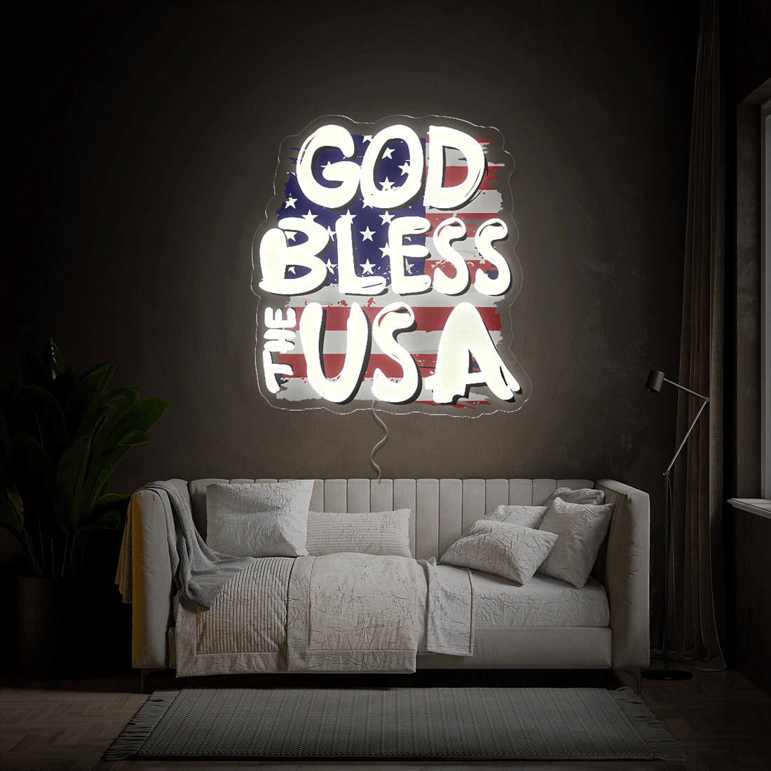 God Bless The USA Artwork Neon Sign