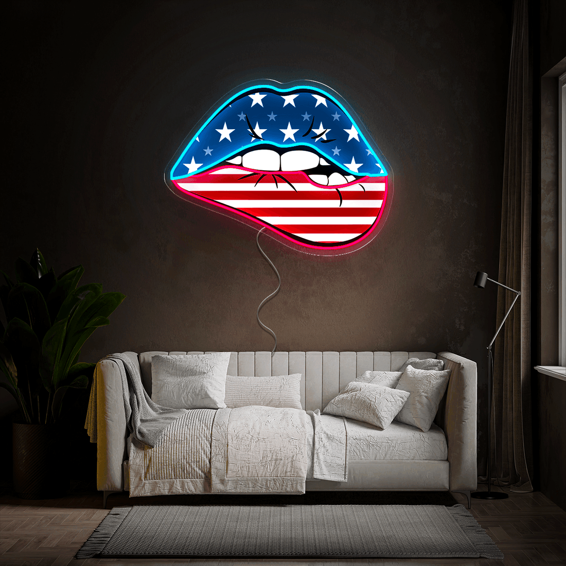 American Lips Artwork Neon Sign