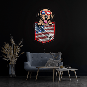 Dog America 4th Of July Artwork Neon Sign