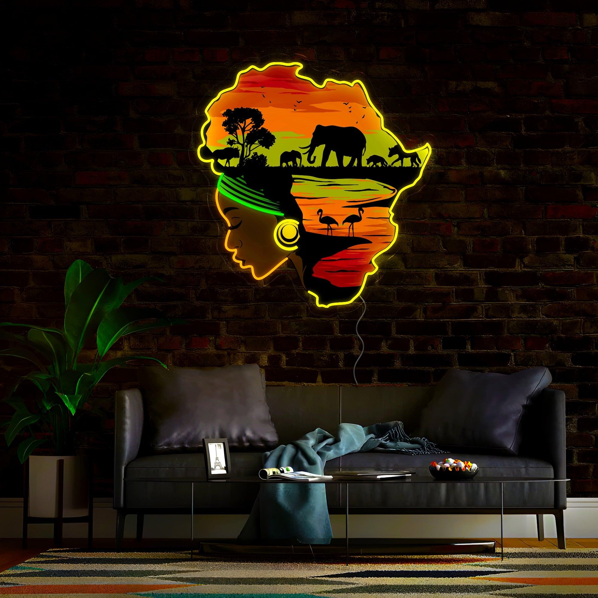Black Women Juneteenth Artwork Neon Sign
