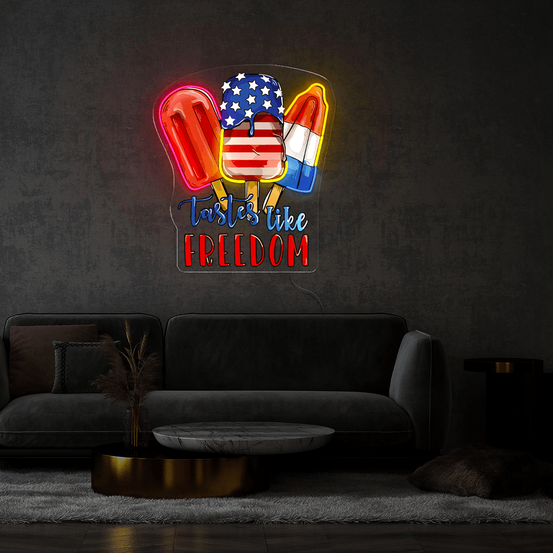 Red Blue White Popsicle Artwork Neon Sign