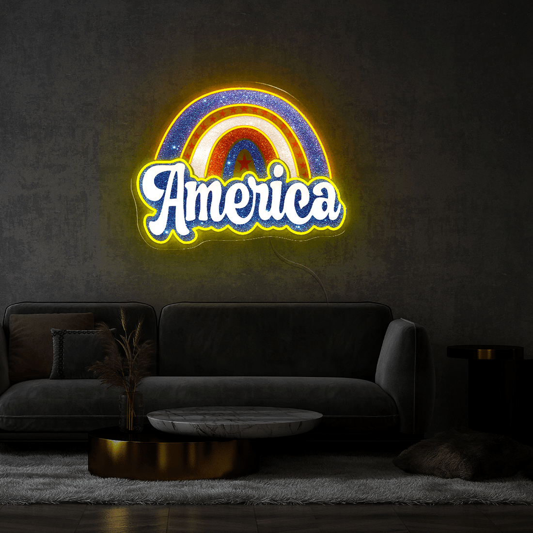 America 4th Of July Artwork Neon Sign