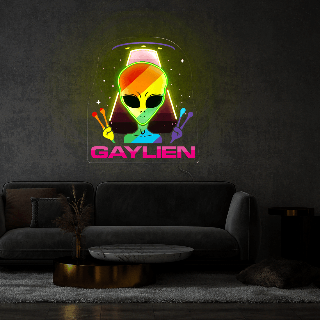 Funny LGBT Pride Gaylien Artwork Neon Sign