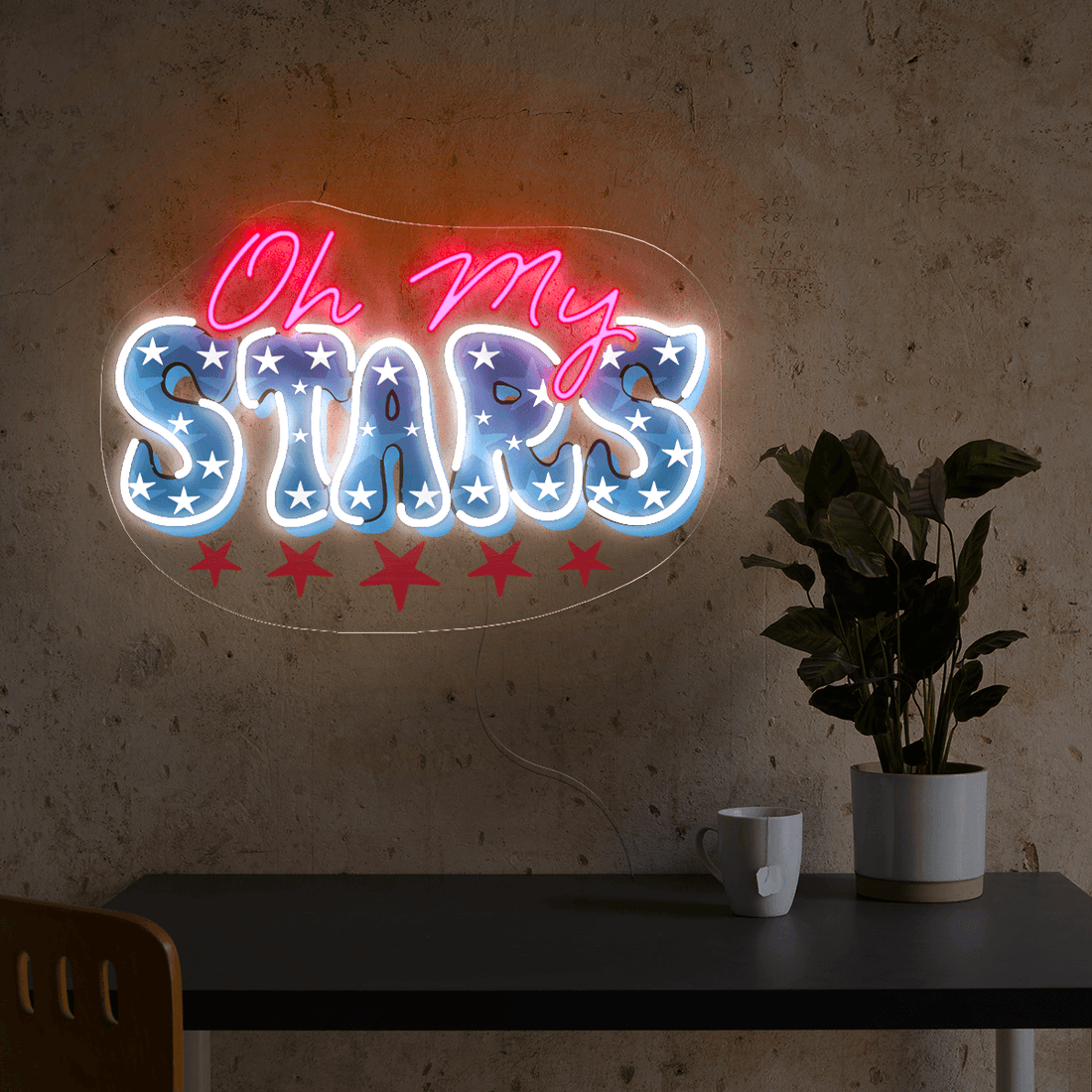 Oh My Stars 4th of July Artwork Neon Sign