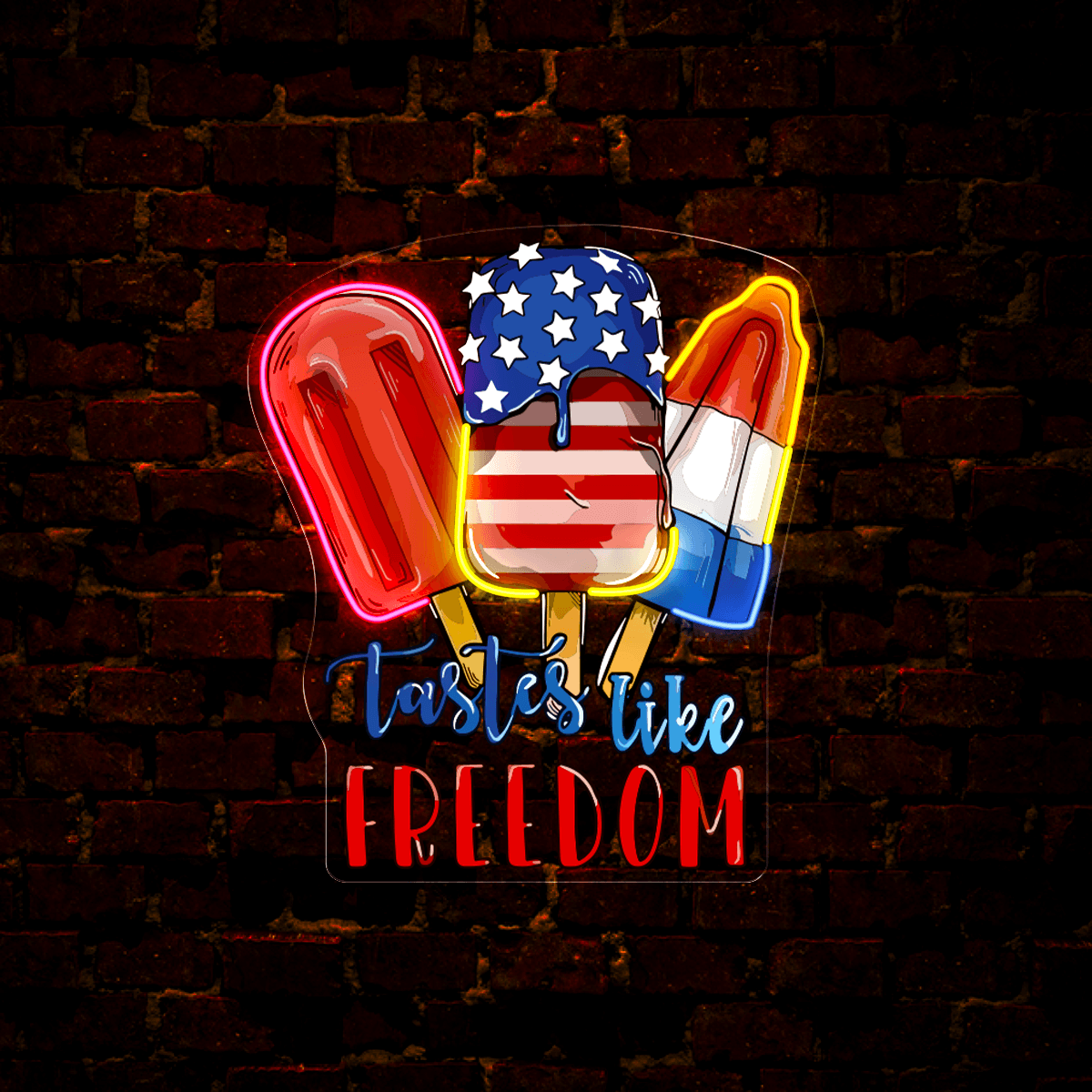 Red Blue White Popsicle Artwork Neon Sign