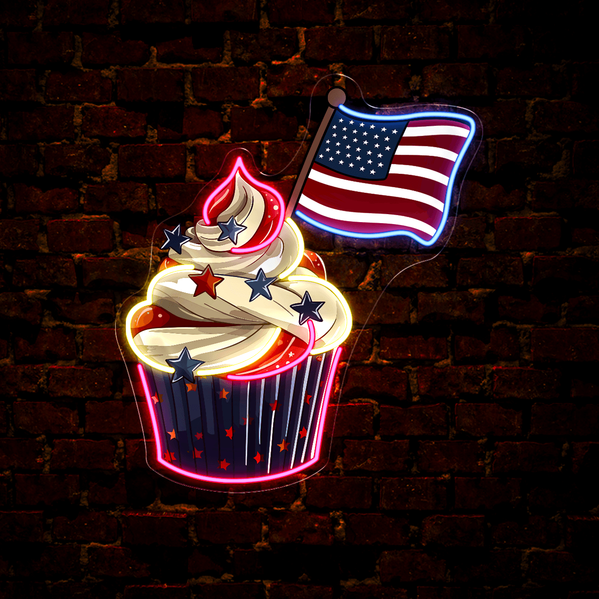 Ice Cream 4th Of July Artwork Neon Sign