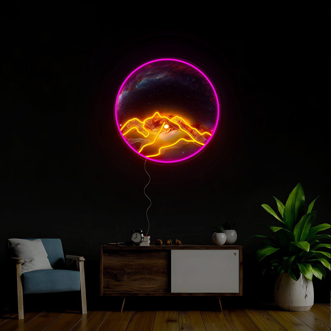 Mountain At Night Artwork Neon Sign