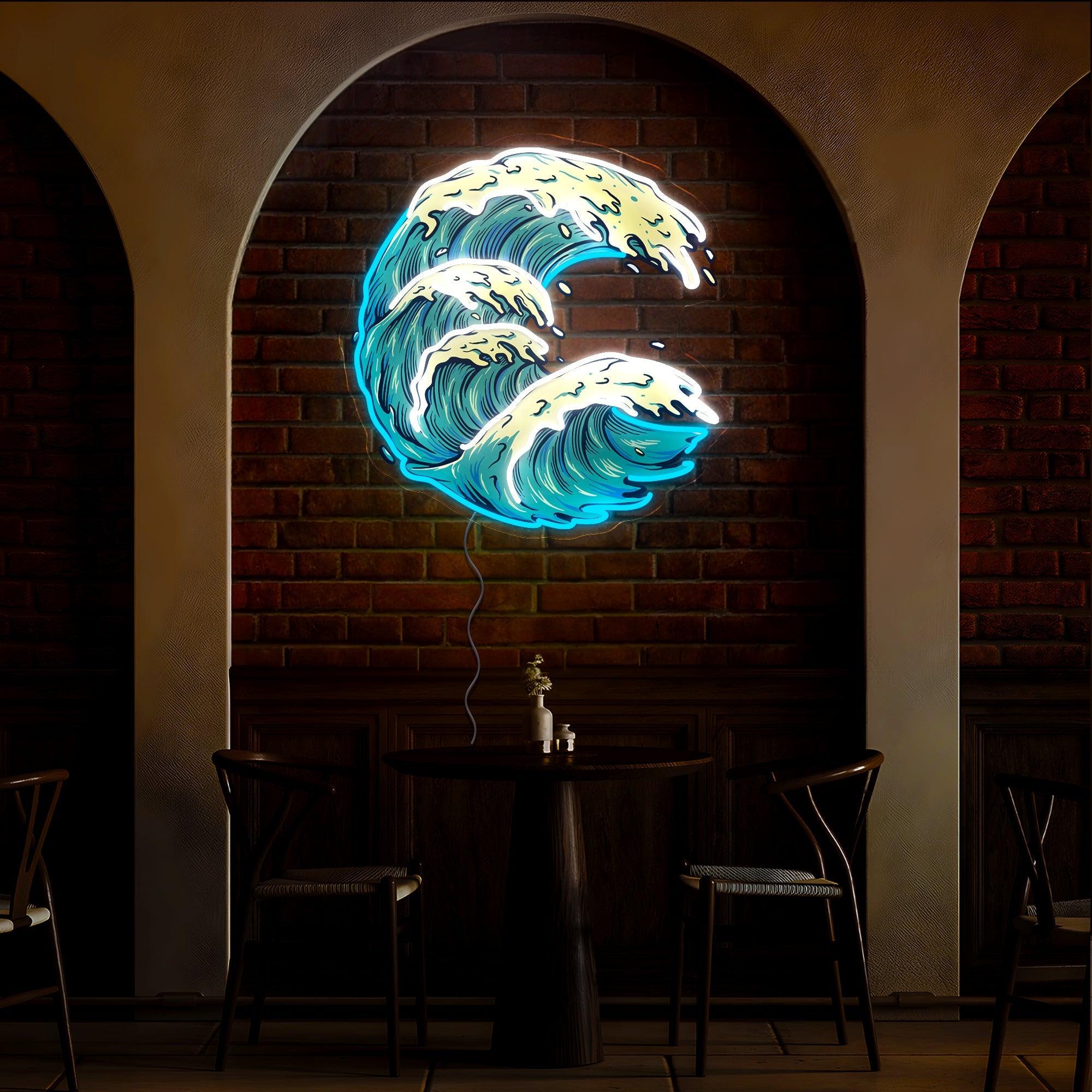 Surf Wave Artwork Neon Sign
