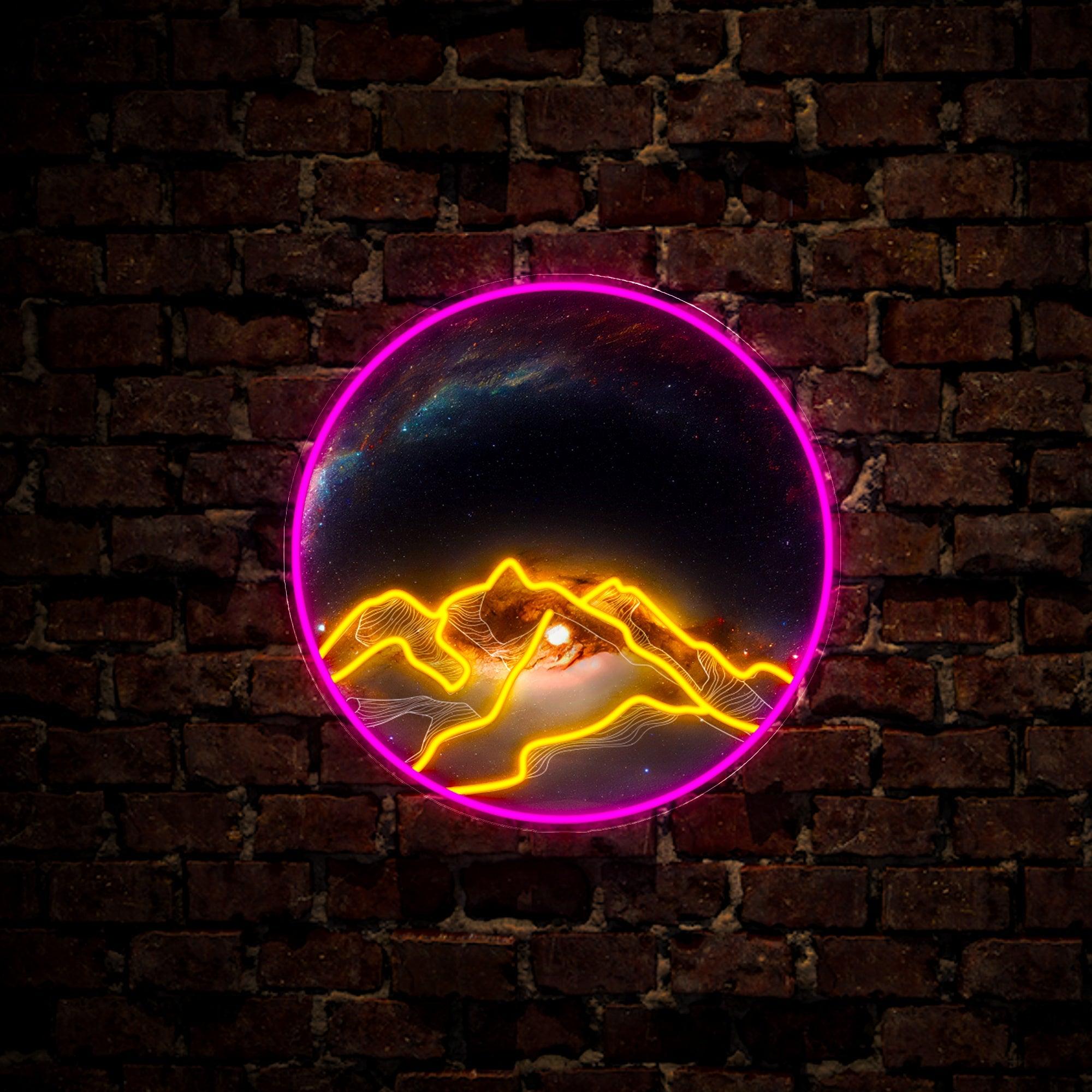 Mountain At Night Artwork Neon Sign