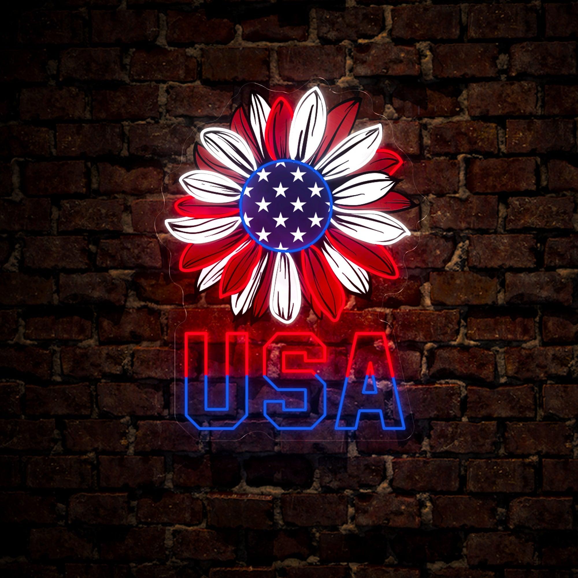 Sunflower 4th of July Artwork Neon Sign
