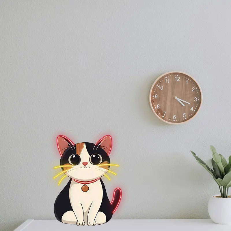 Toysign Kawaii Cat Neon Light – Adorable Wall Art for Kids' Room or Cat Lovers, Cute Calico Cat Design for Room Decor, Fun Gift