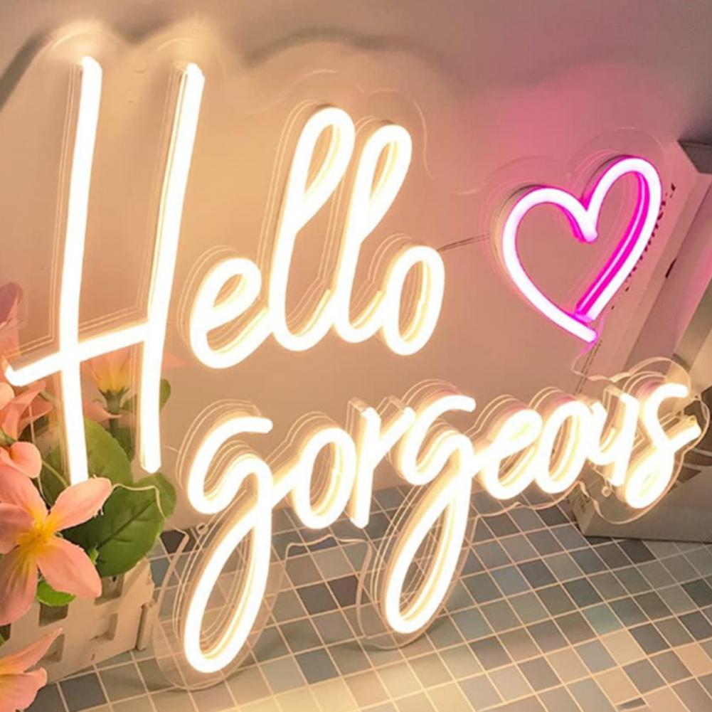 Hello Gorgeous Neon Sign Home Wall Decor Wedding Sign Indoor Neon Sign Beautiful Decor Night Light