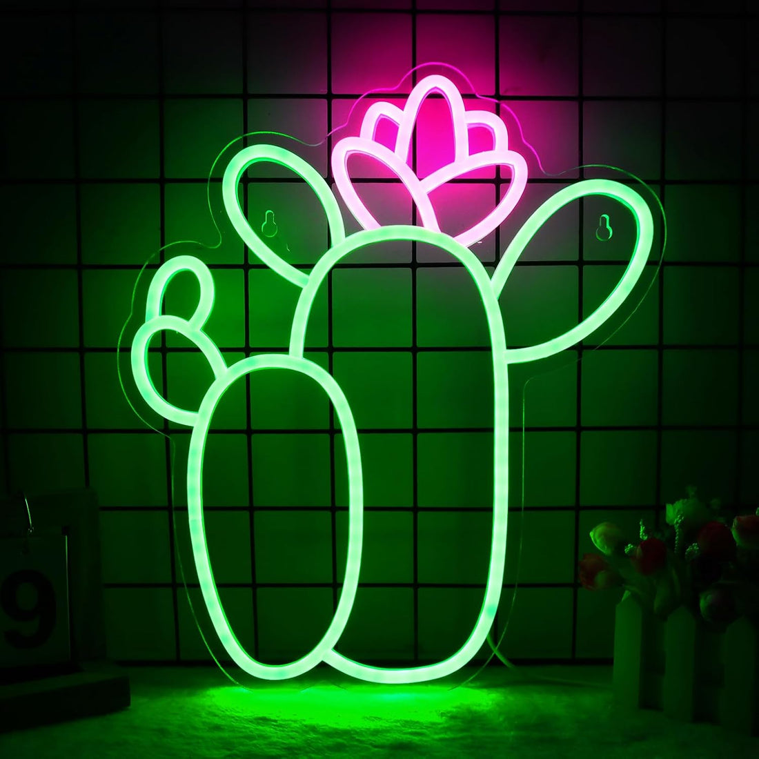 Cactus Neon Light Sign for Wall Decor – Battery Powered LED Green Neon Sign for Bedroom, Living Room, Bar, Party, Kids Room – Aesthetic Decorative Night Light