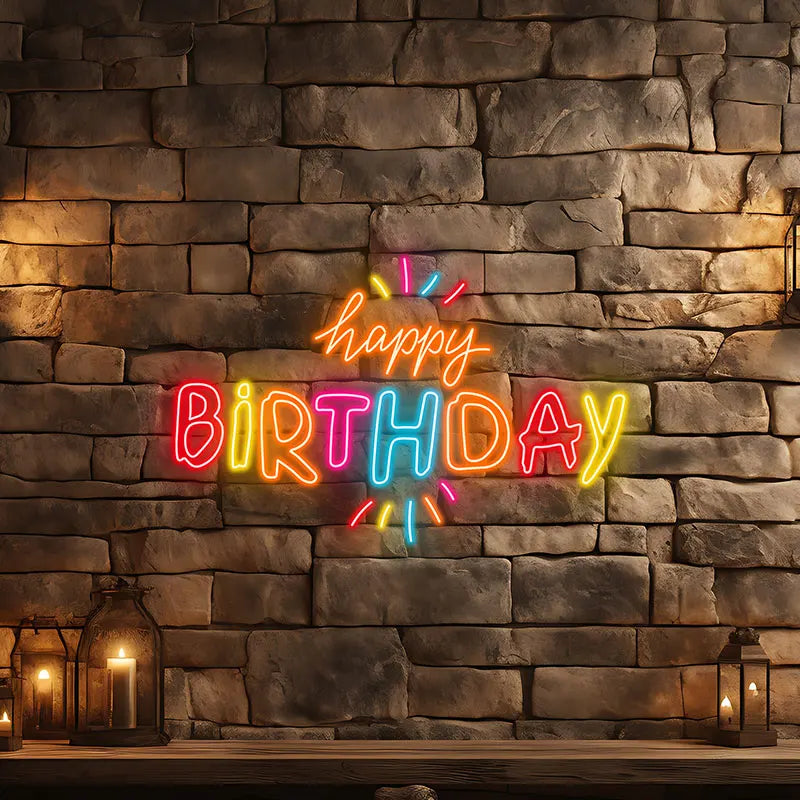 Toysign Custom Neon Light, Colorful Happy Birthday Neon Sign – LED Wal
