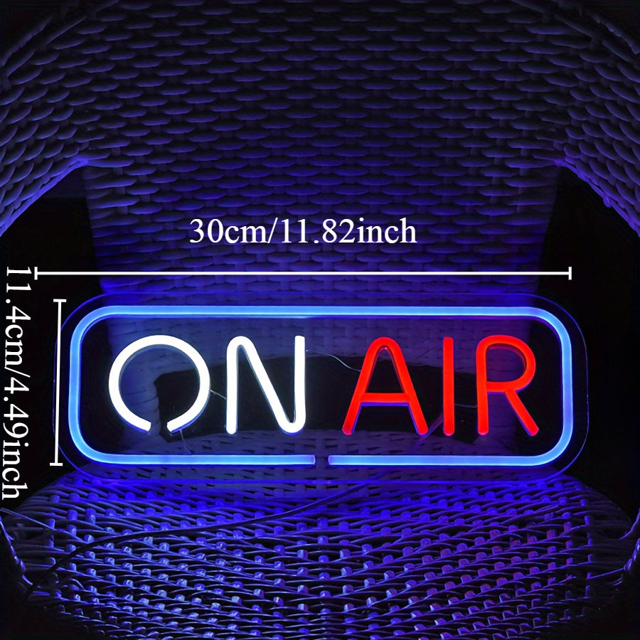 ON AIR LED Neon Sign for Streaming Room, Live Studio, Podcast Setup, Gamer Room, Wall Decor Light with Acrylic Backplate – Recording Sign Gift for YouTubers & Creators