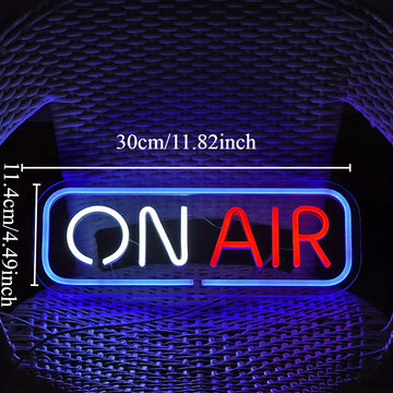 ON AIR LED Neon Sign for Streaming Room, Live Studio, Podcast Setup, Gamer Room, Wall Decor Light with Acrylic Backplate – Recording Sign Gift for YouTubers & Creators