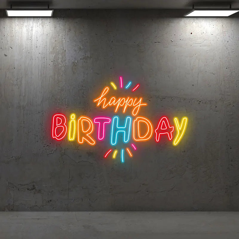 Toysign Custom Neon Light, Colorful Happy Birthday Neon Sign – LED Wal