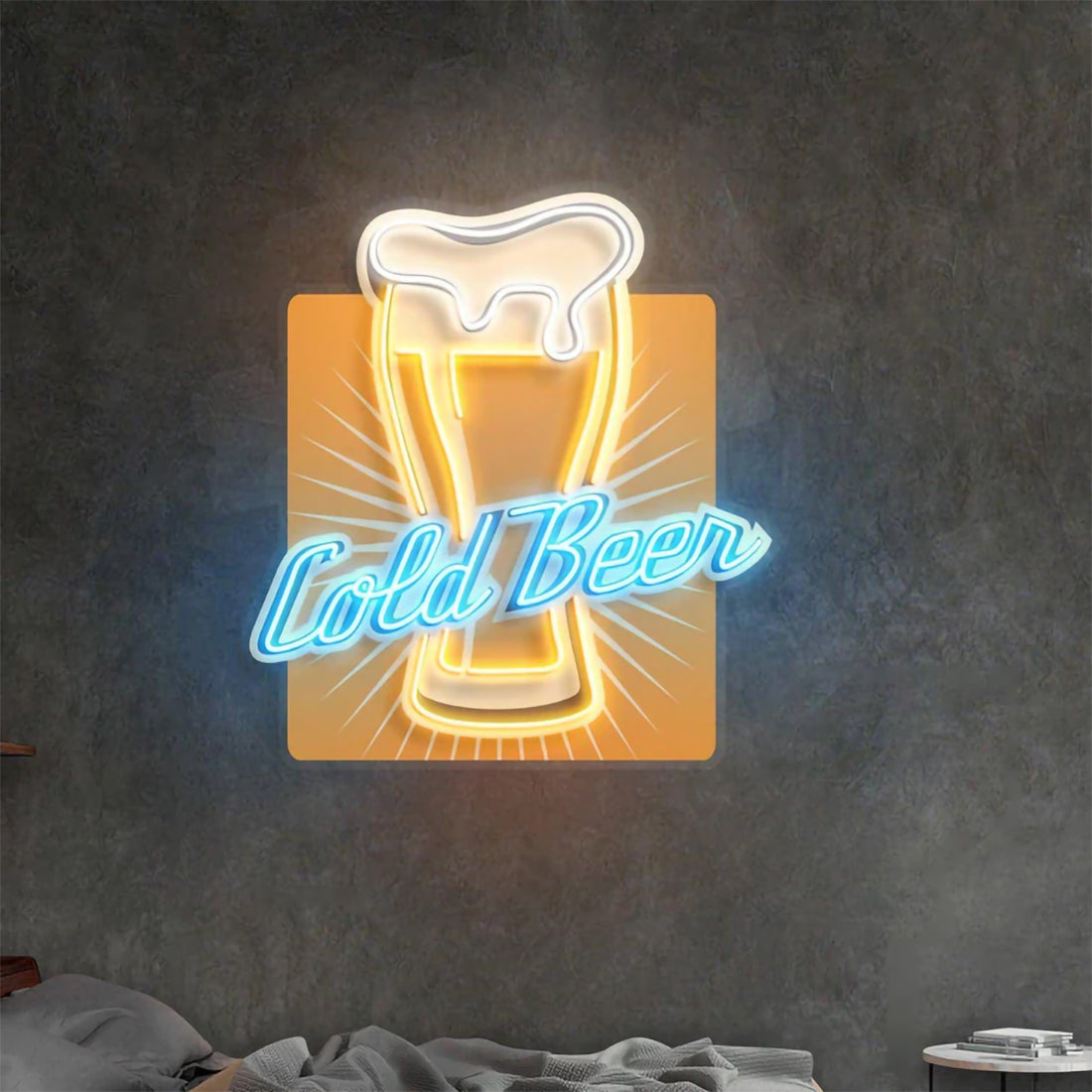 Cold Beer Neon Sign UV Printed Beer Acrylic Dimmable Neon Art Wall Decor Plub Bar Decor Man Cave Sign Business Neon